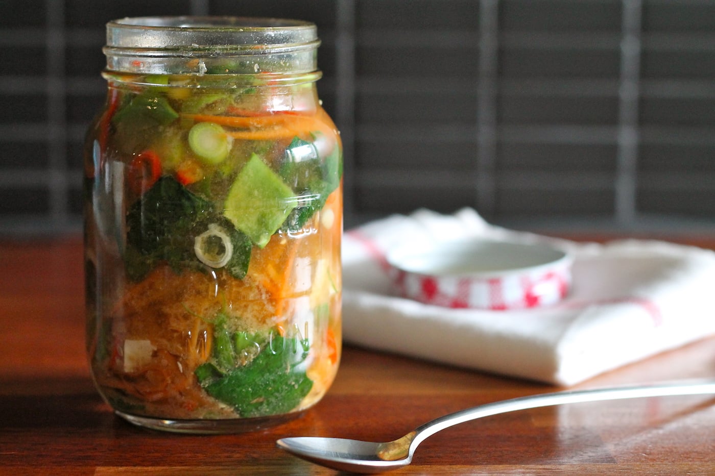 25 Vegetarian Mason Jar Meals to Help You Win at Lunch: Miso Veggie Soup in a Jar