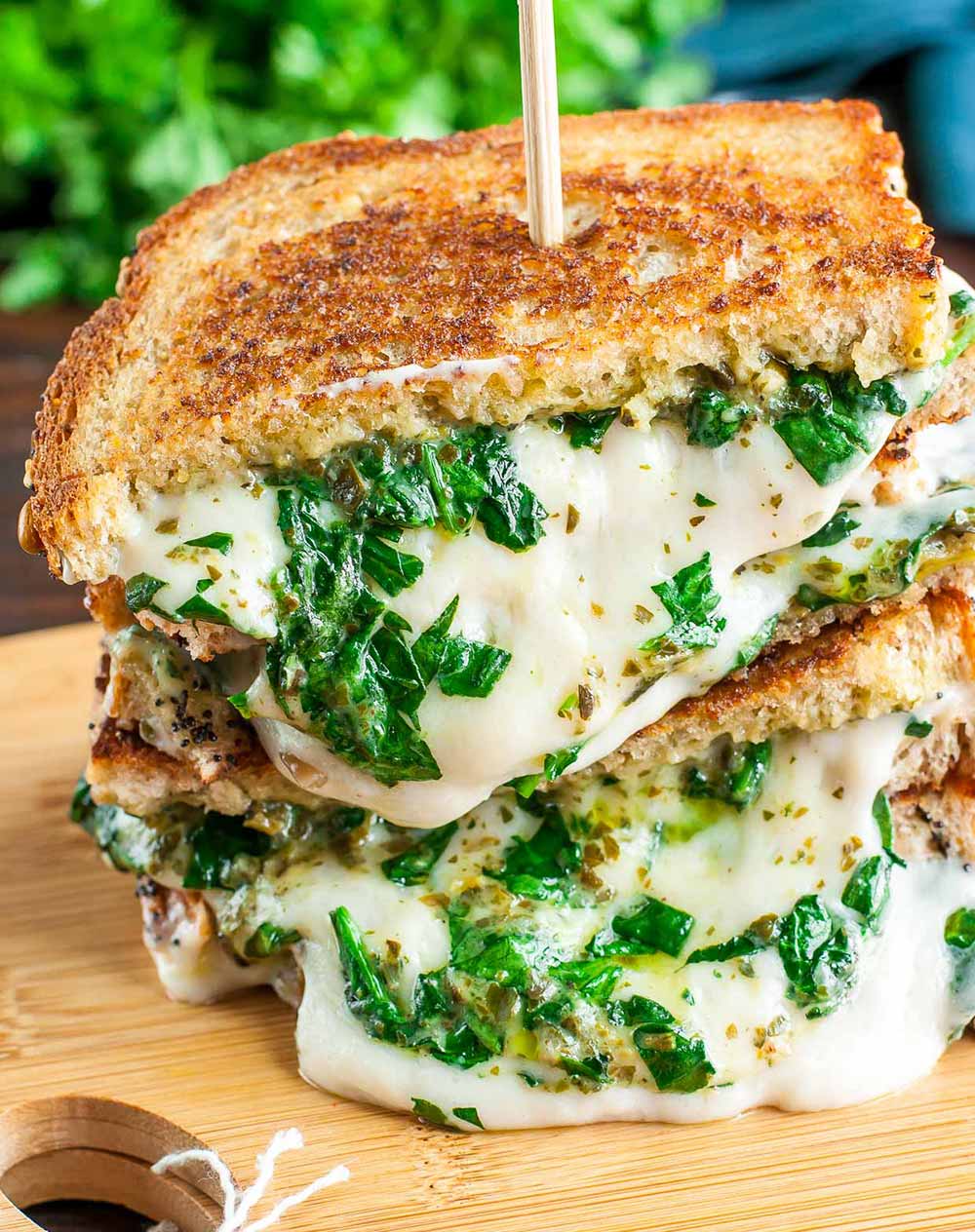 21 Mind-Blowing Grilled Cheese Sandwich Recipes: Easy Cheesy Vegan Spinach Pesto Grilled Cheese