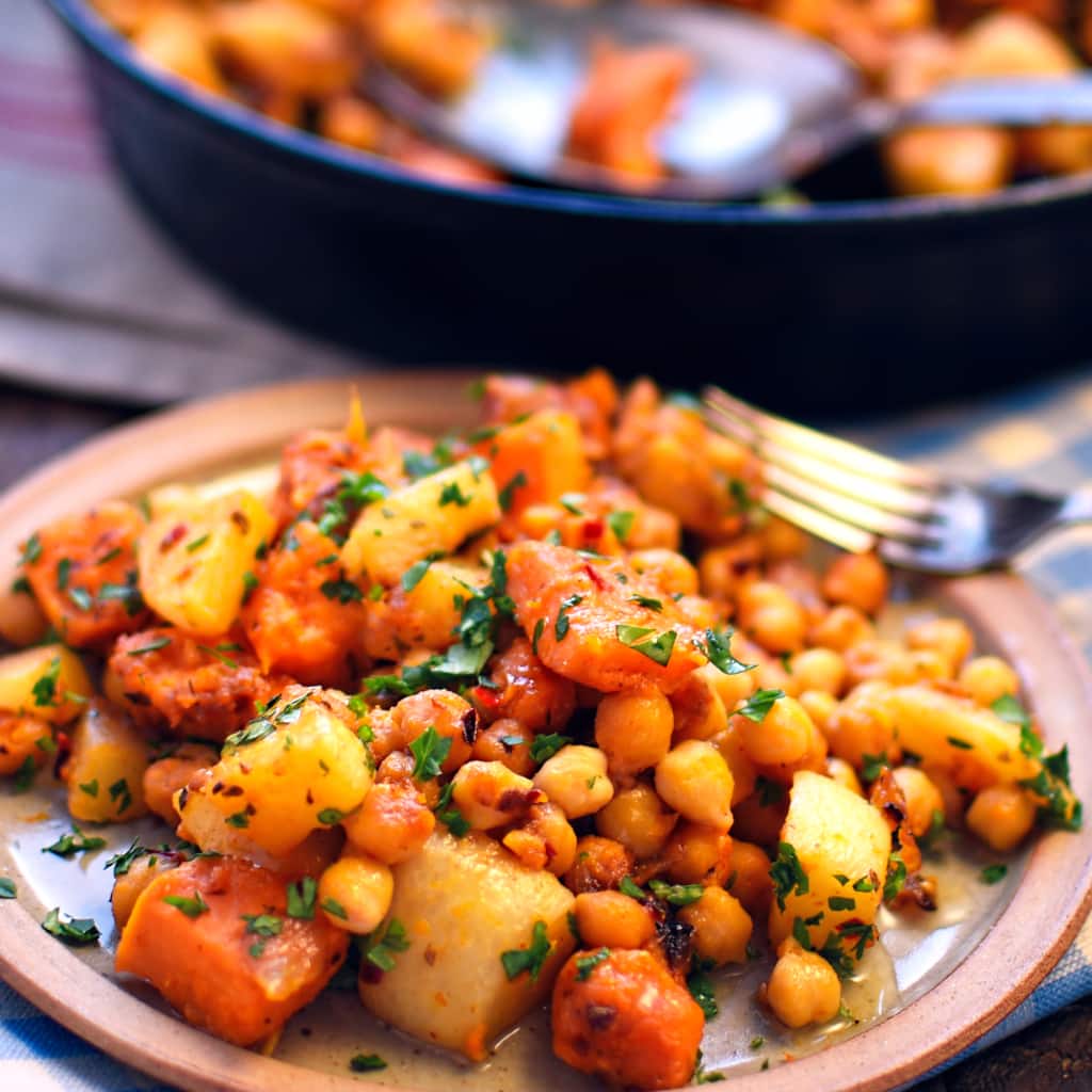 49 Savory Vegan Breakfast Recipes: Sweet Potato, Turnip, and Chickpea Hash