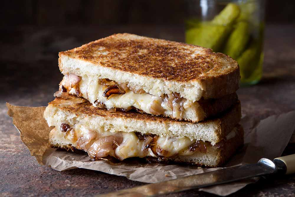 21 Mind-Blowing Grilled Cheese Sandwich Recipes: Grilled Cheese Sandwich with Tarragon and Bourbon Caramelized Shallots