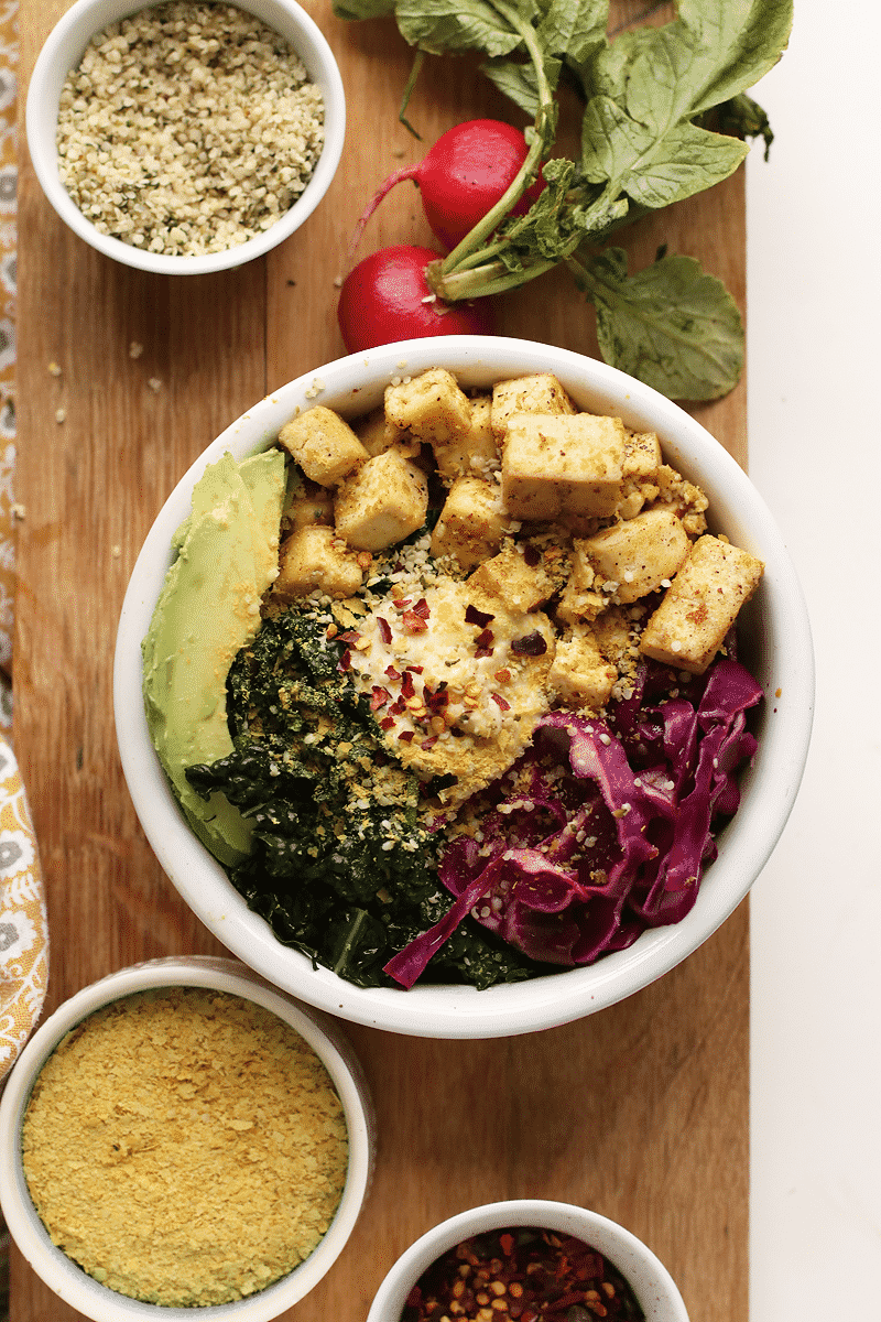 49 Savory Vegan Breakfast Recipes: Tofu Kale Bowl