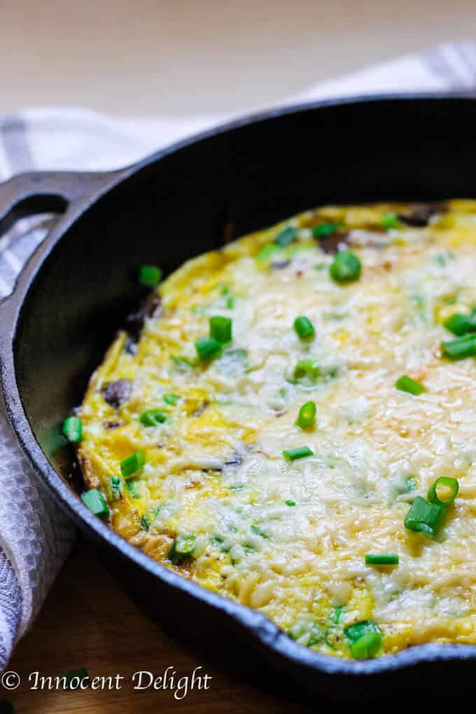 15 Irresistible Vegetarian Omelets to Make for Breakfast: Mushroom Scallion Frittata with Parmesan Cheese