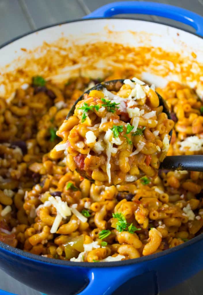 18 Vegetarian One-Pot Pasta Recipes for Busy Weeknights: One Pot Vegetarian Chili Mac