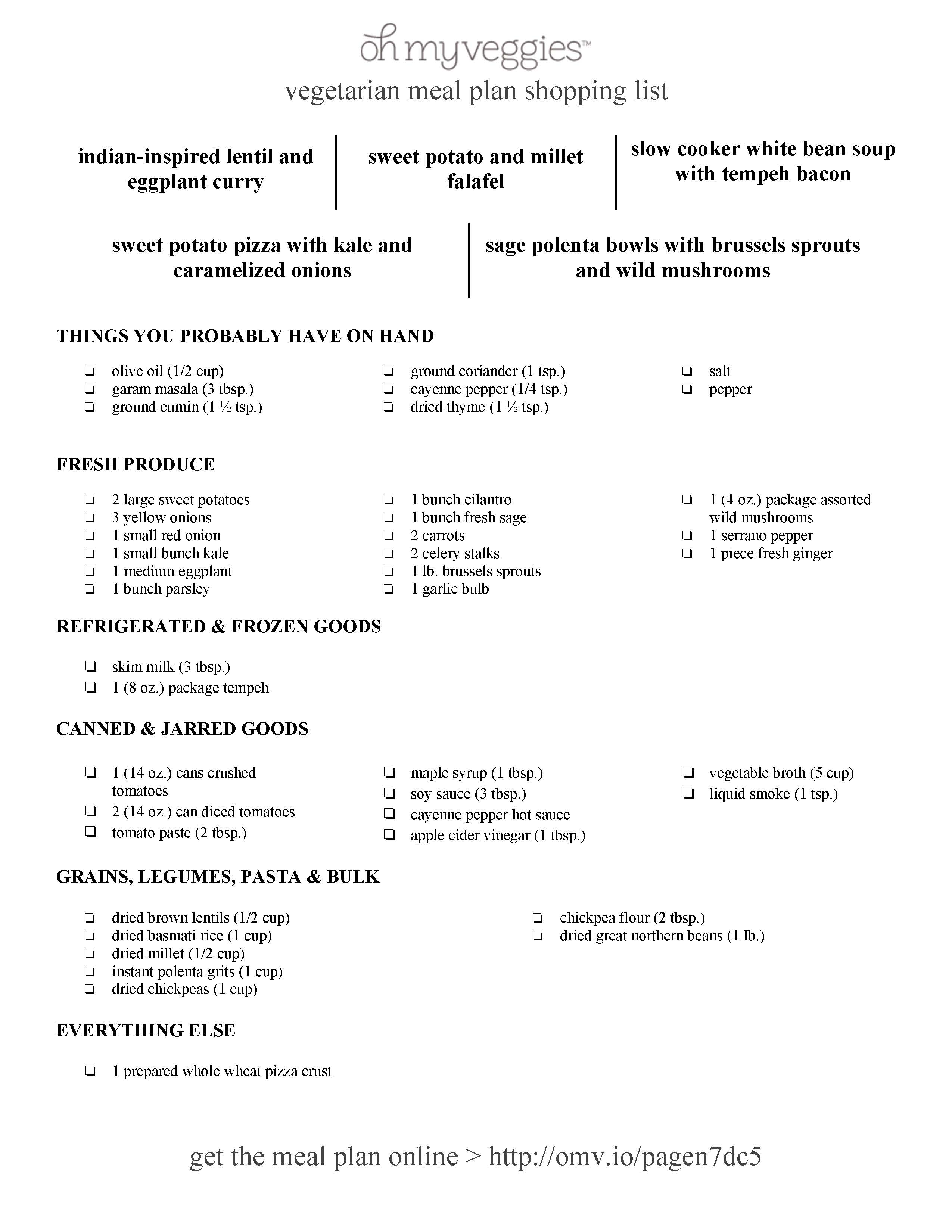 Vegetarian Meal Plan