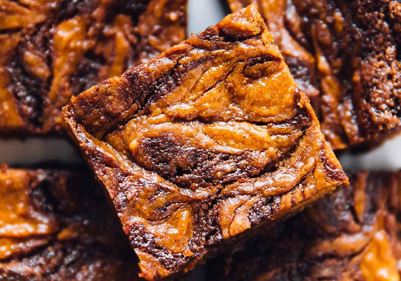 21 Drool-Worthy Recipes for Vegan Brownies: Vegan Pumpkin Cheesecake Swirl Brownies