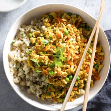 Curried Tofu Hash with Cilantro Fried Rice