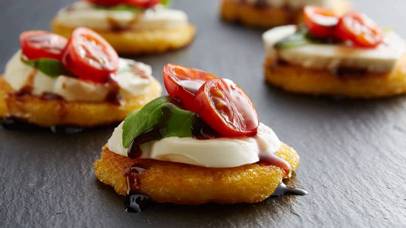 17 Delicious Vegetarian Dinners You Can Make with a Tube of Polenta: Caprese Polenta Bites
