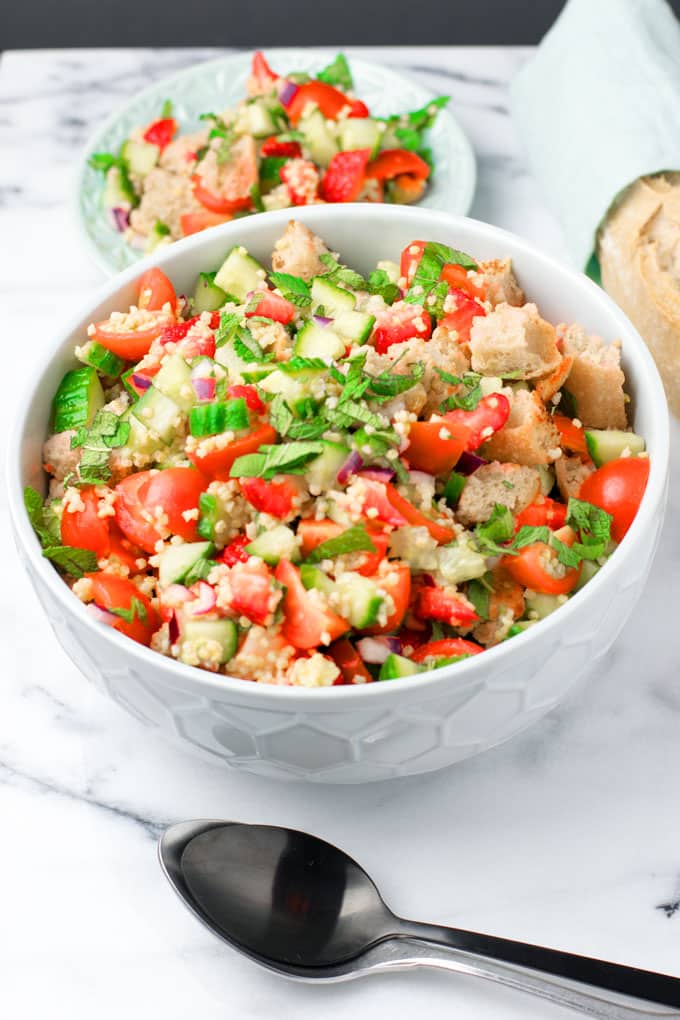 Millet Recipes - Panzanella Salad w/ Millet