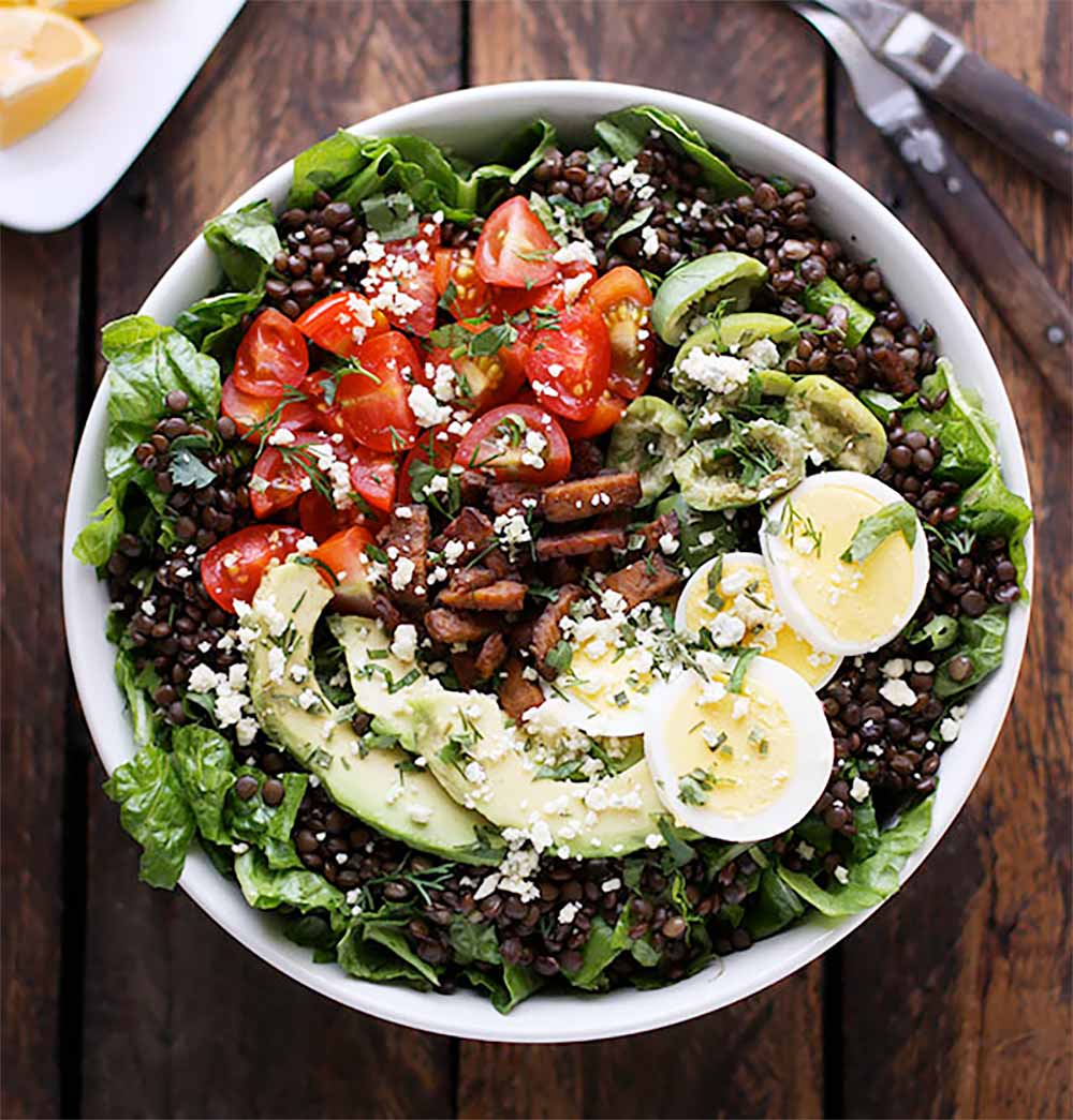 19 Recipes that Swap Lentils for Meat: Vegetarian Cobb Salad Lentil Bowl