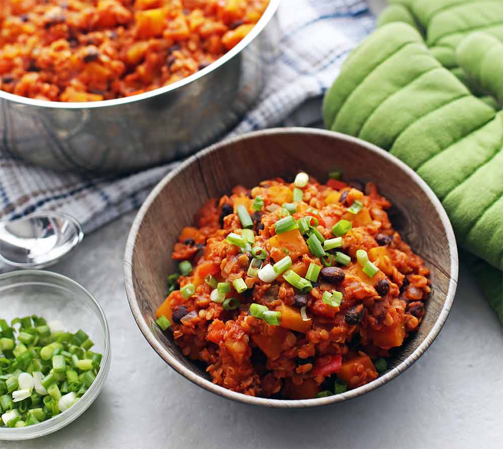19 Recipes that Swap Lentils for Meat: One-Pot Red Lentil And Butternut Squash Chili