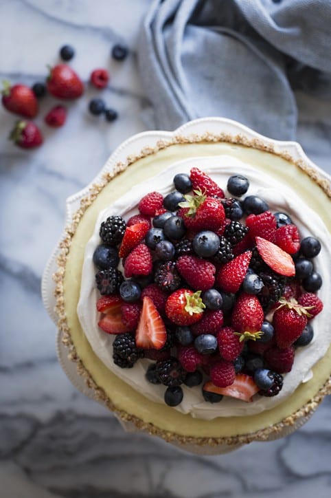 lemon tart made with gluten free vegan pie crust