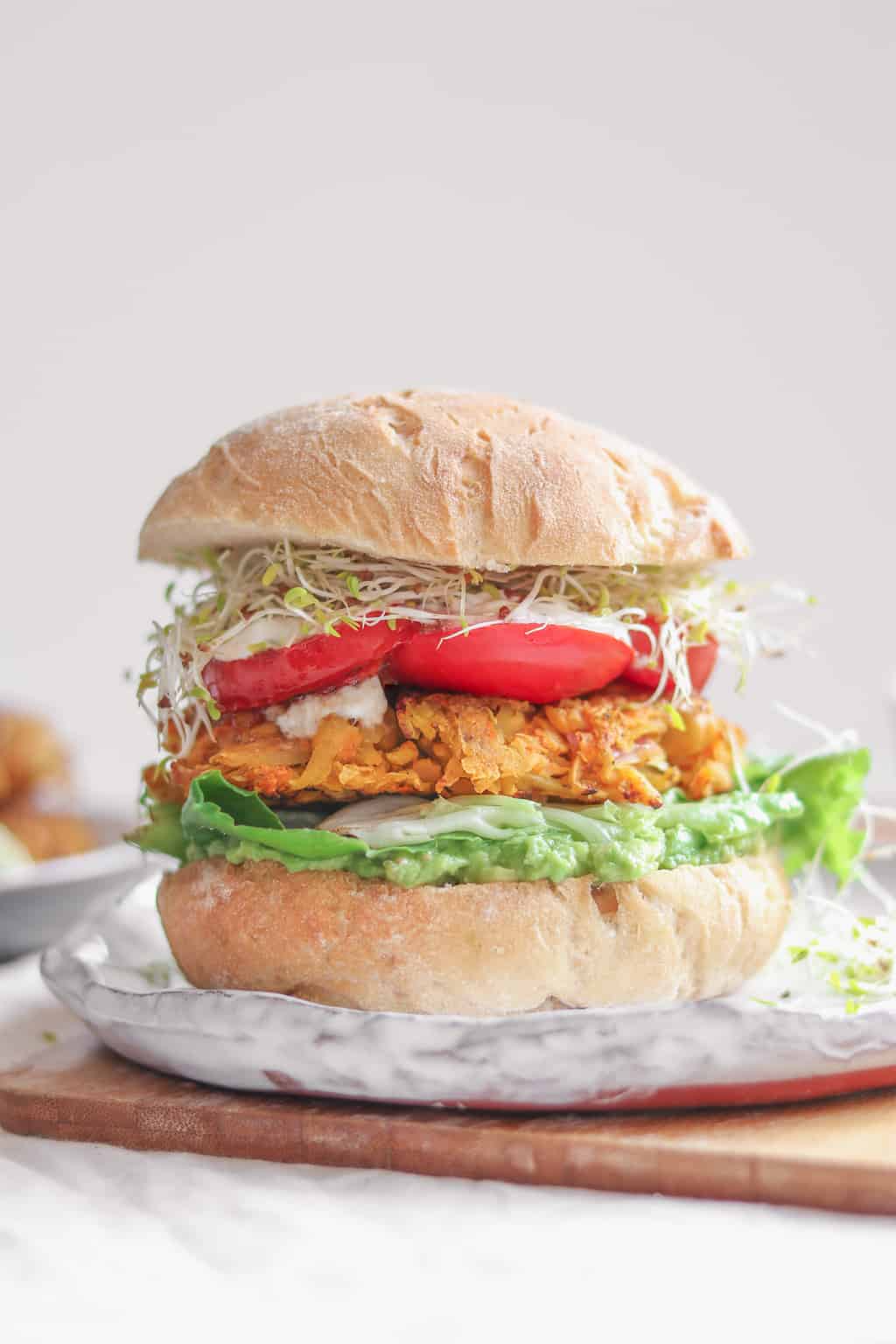 Vegetable Chickpea Fritter Sandwich - Oh My Veggies