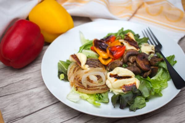 grilled veggies and halloumi