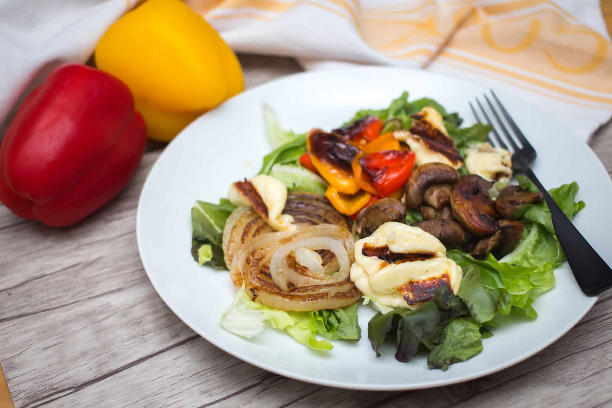 grilled veggies and halloumi