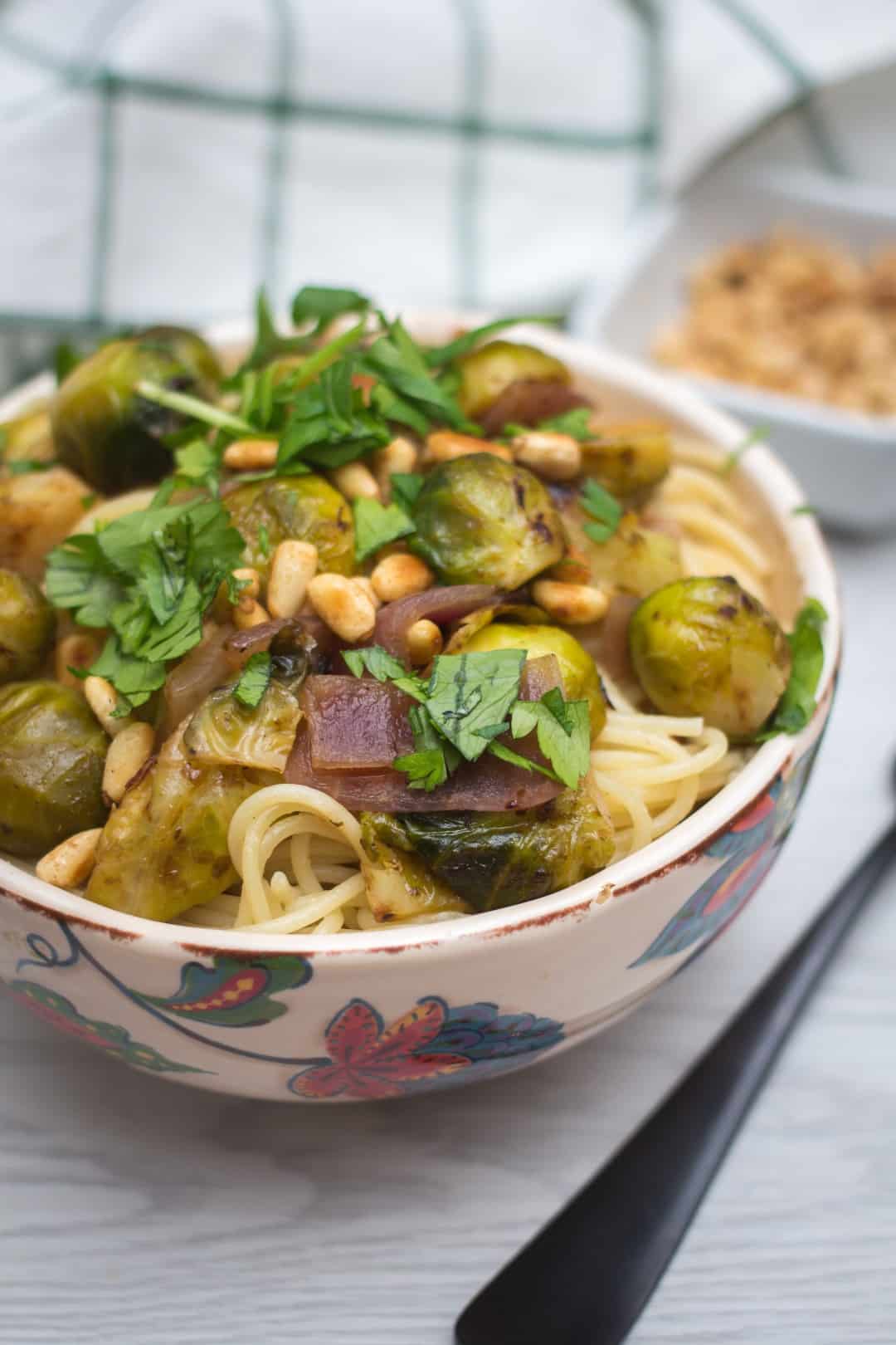 Brussels Sprouts Pasta - Oh My Veggies