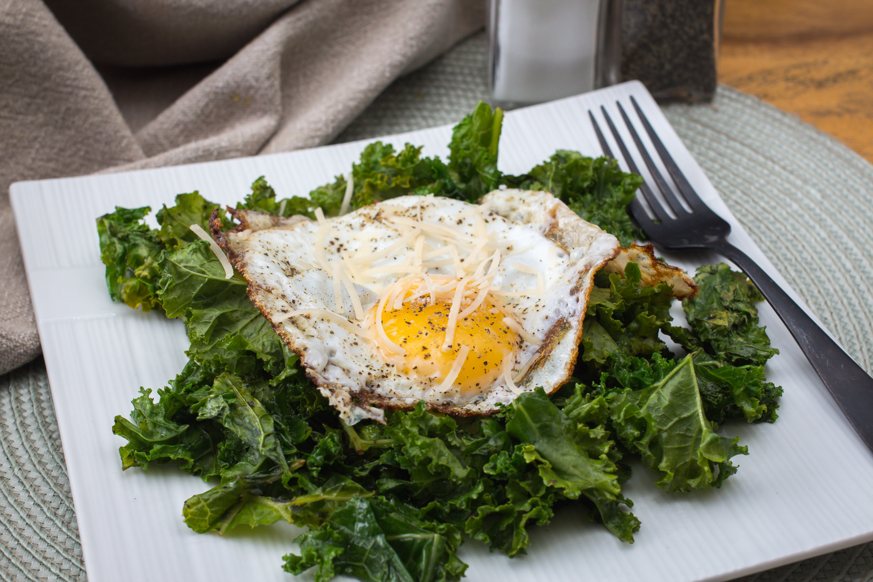 Fried Eggs on Kale bed