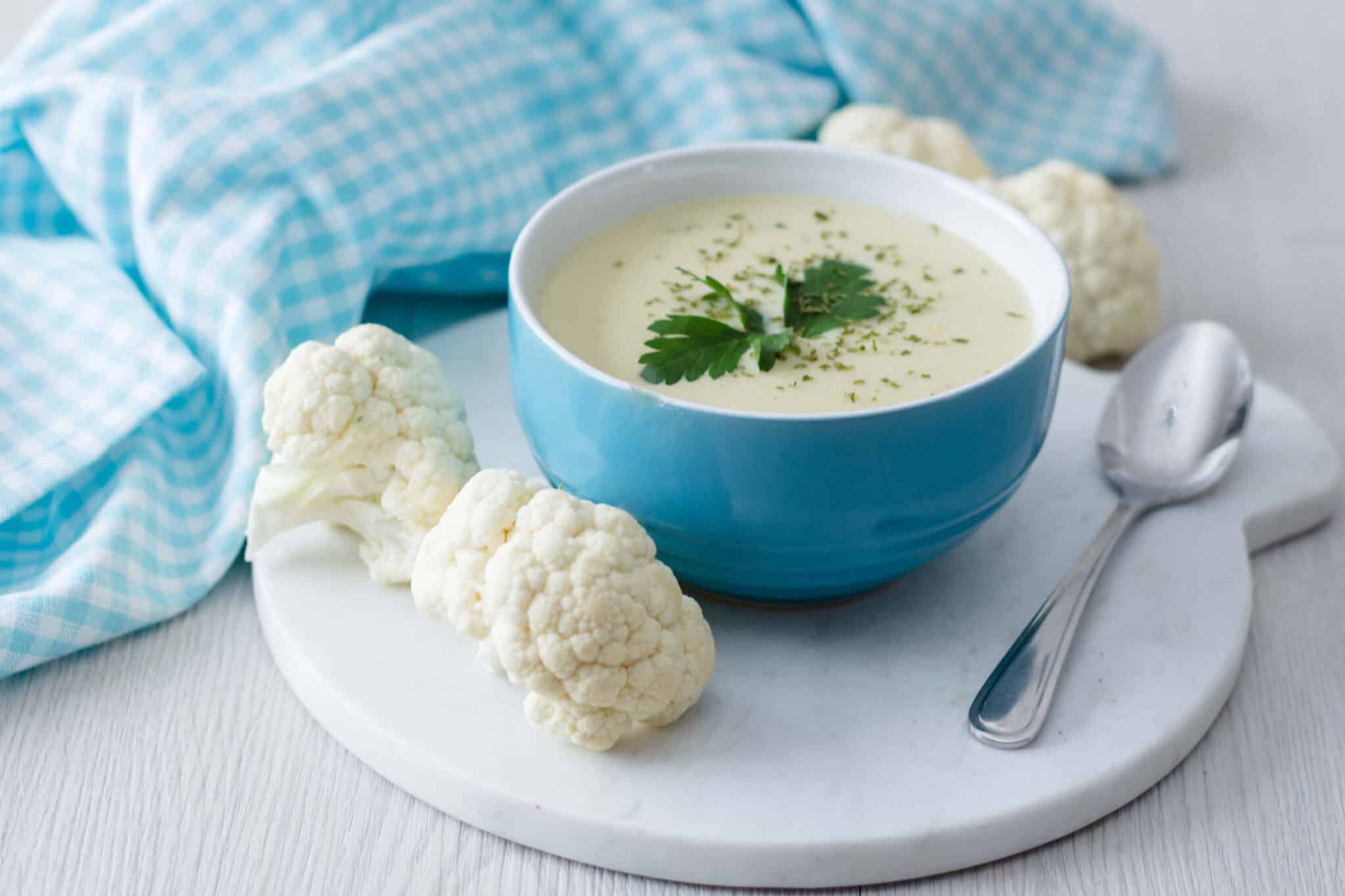 Cream of Cauliflower Soup being served