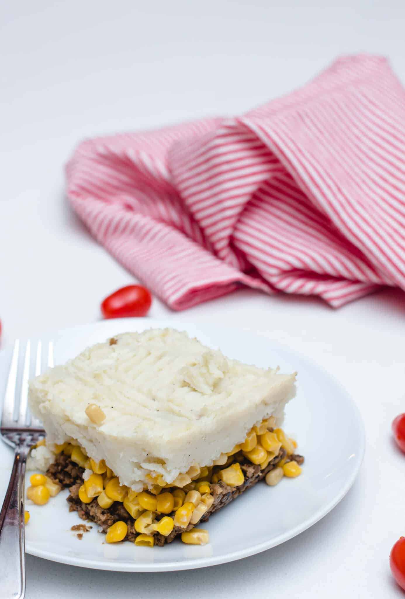 vegan shepherd's pie being served