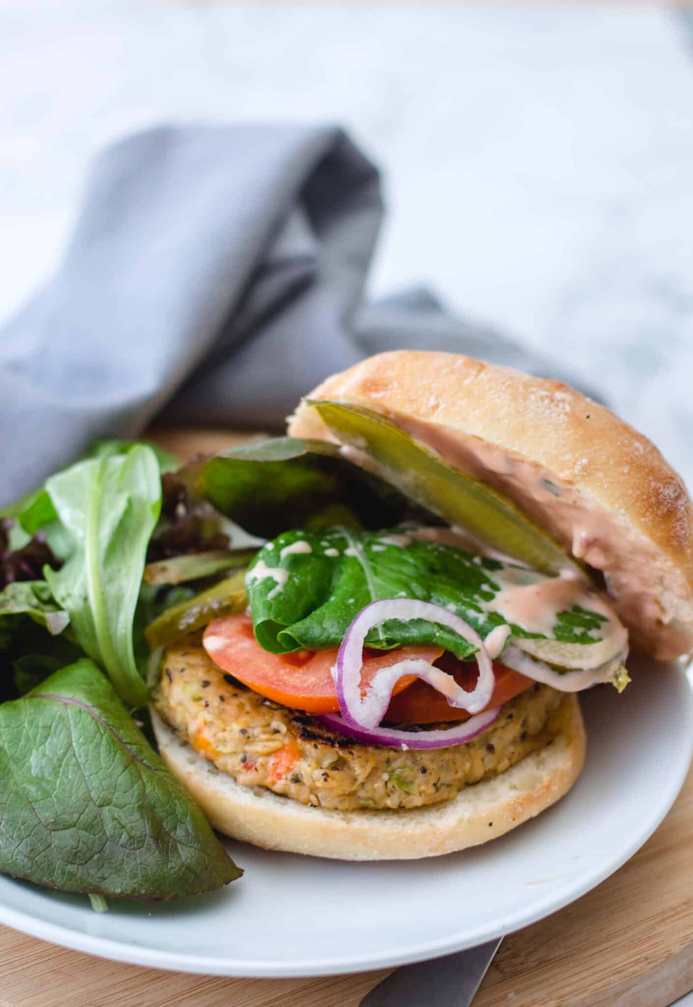 Vegetarian Chickpea and Veggie Burger