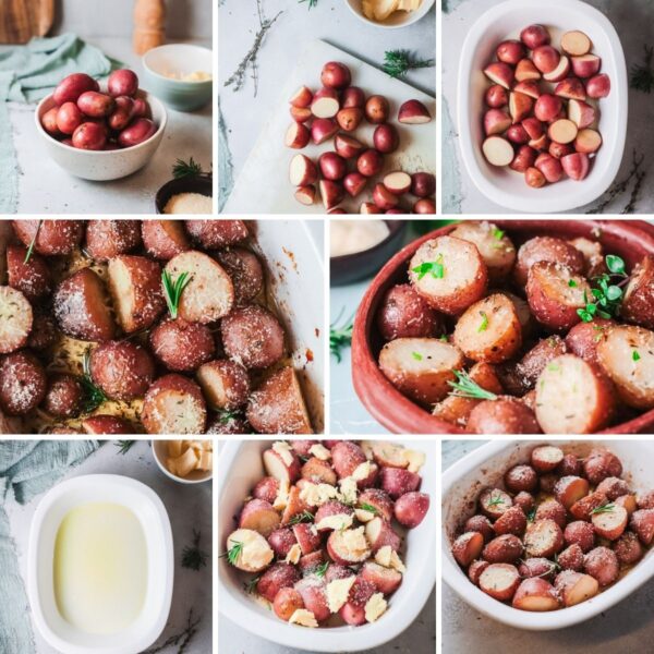 collage showing how to make roasted potatoes