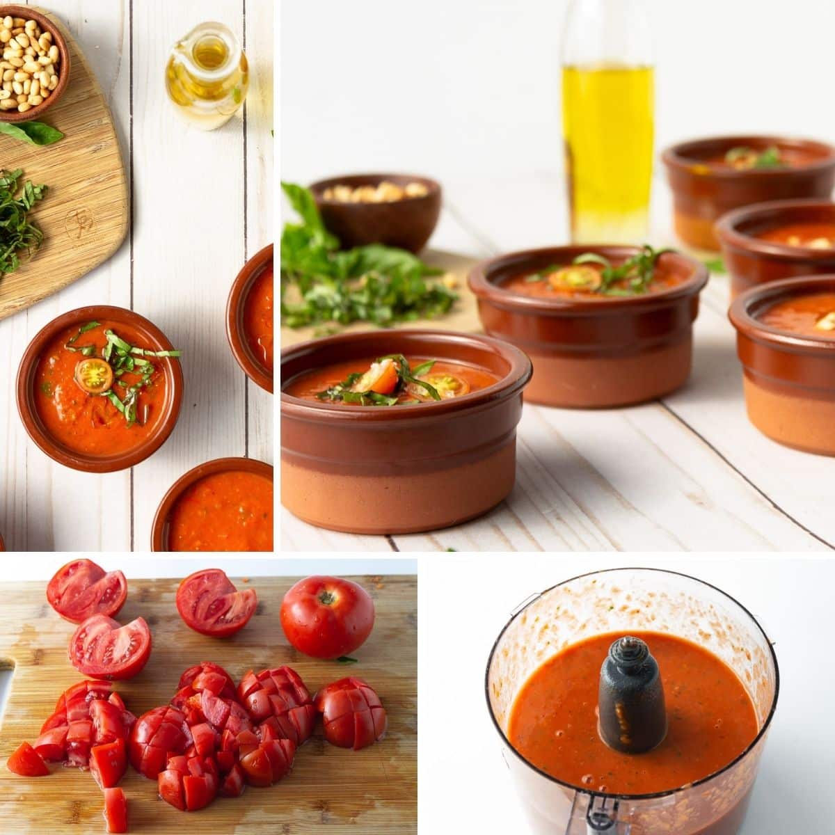 collage of making vegan gazpacho soup