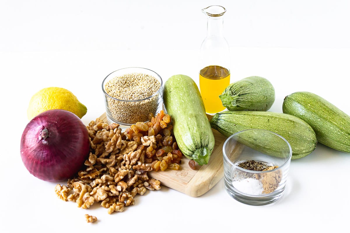 ingredients for vegetarian stuffed zucchini