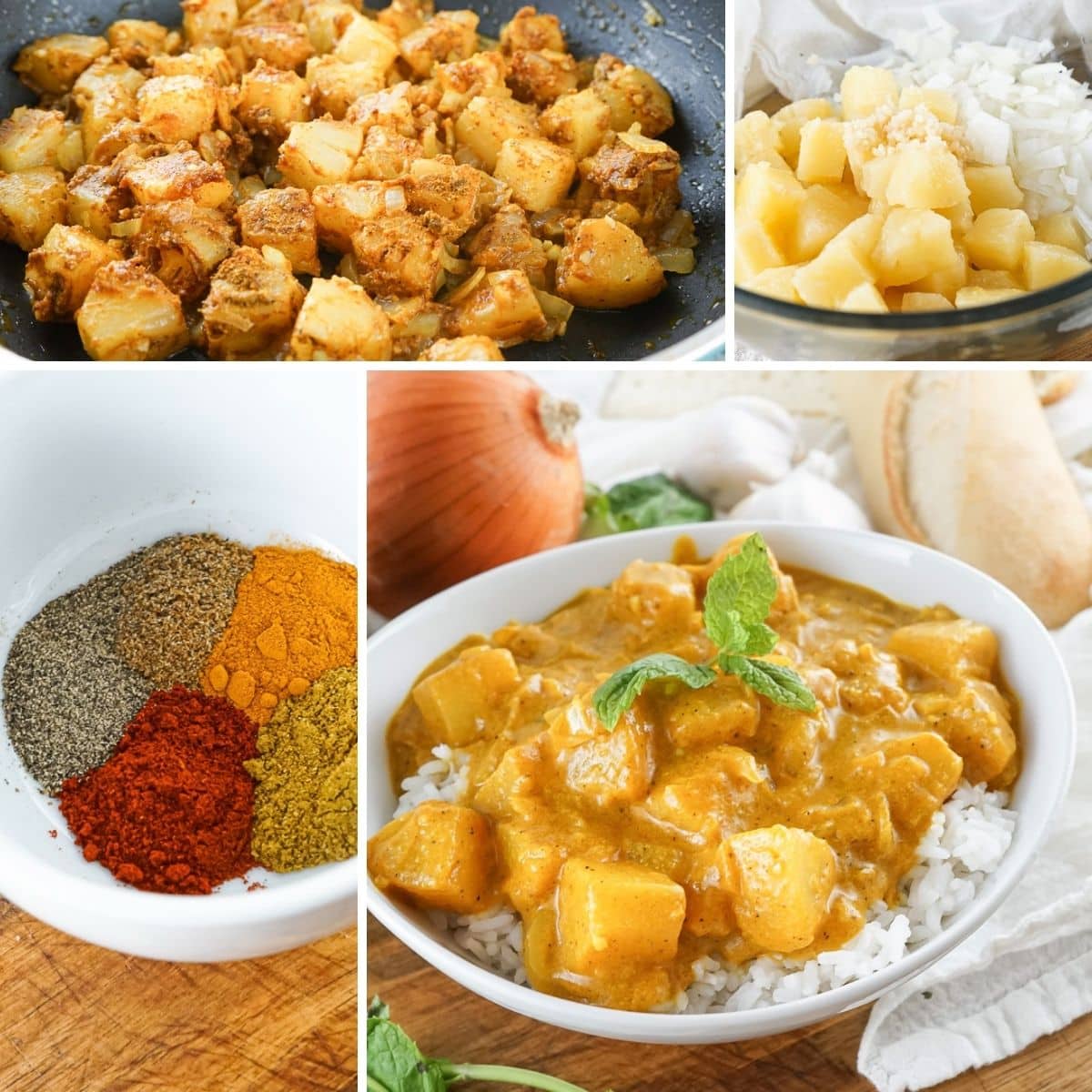 how to make vegetarian pineapple curry collage