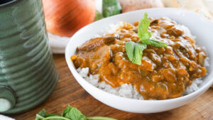 Indian and vegan mushroom curry