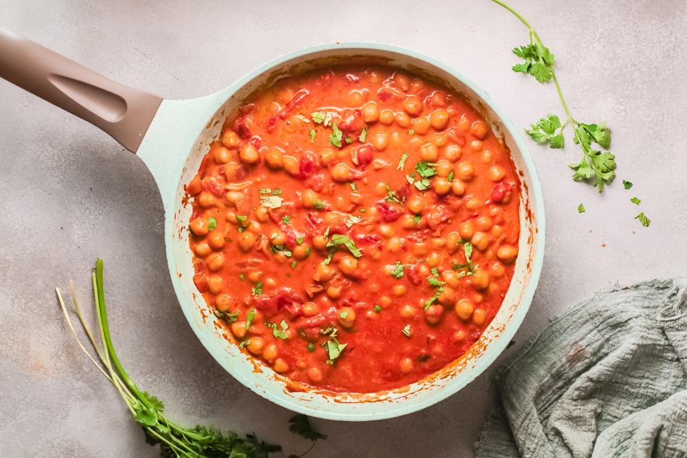 pot of Indian butter chickpeas