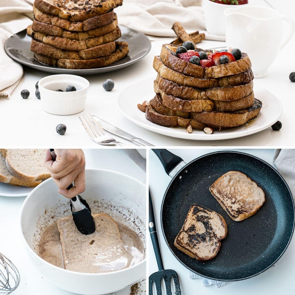 how to make vegan French toast collage