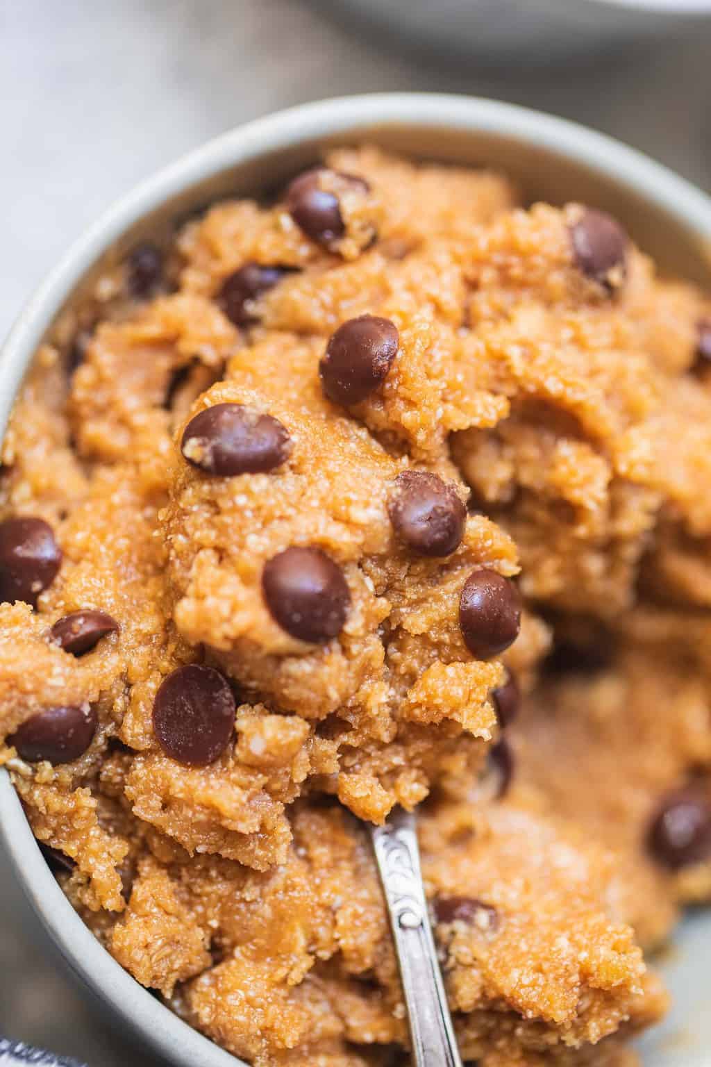 vegan cookie dough with a spoon 