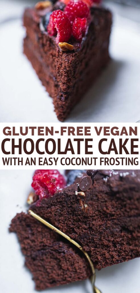 gluten-free vegan chocolate cake with peanut butter