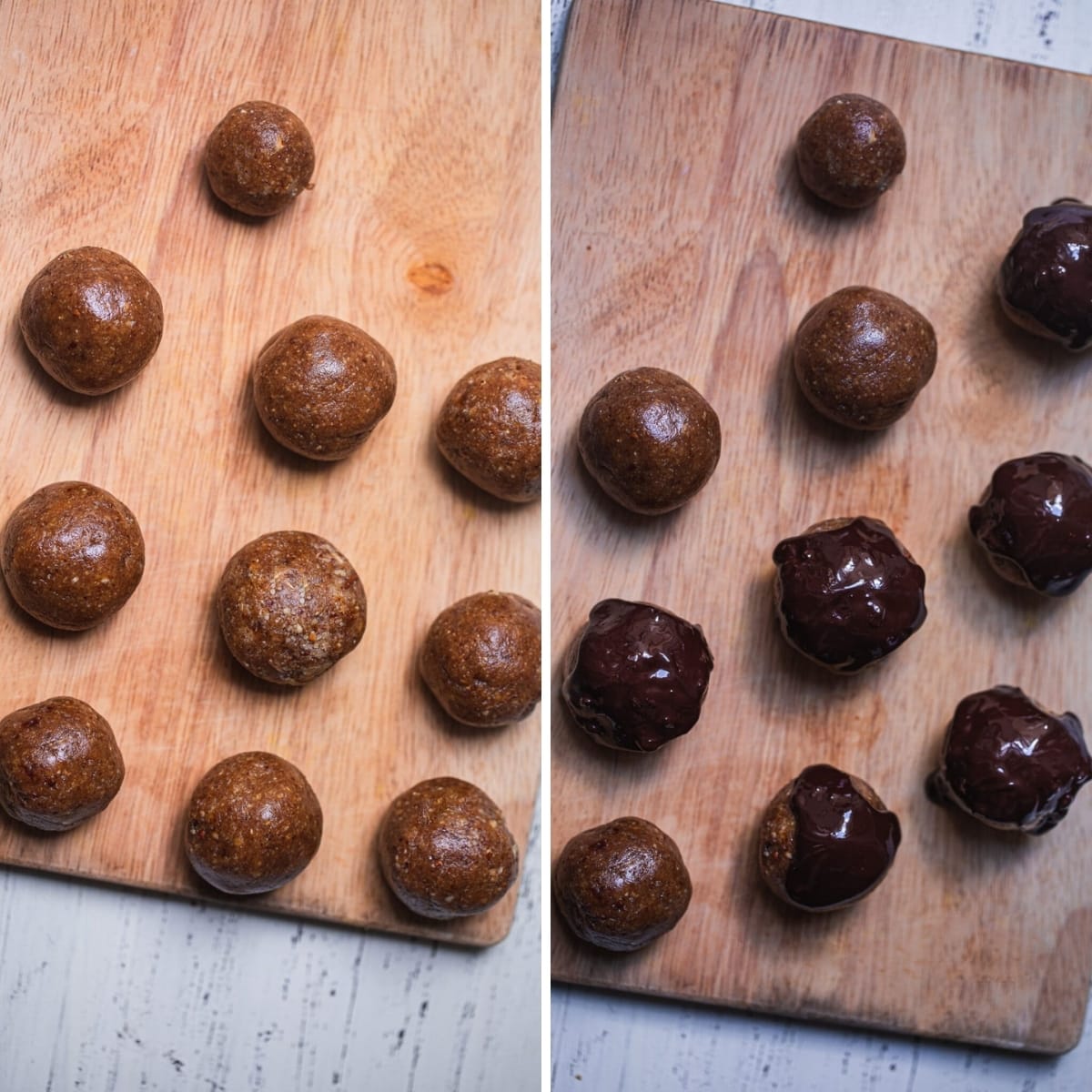 vegan cake pop balls on a cutting board