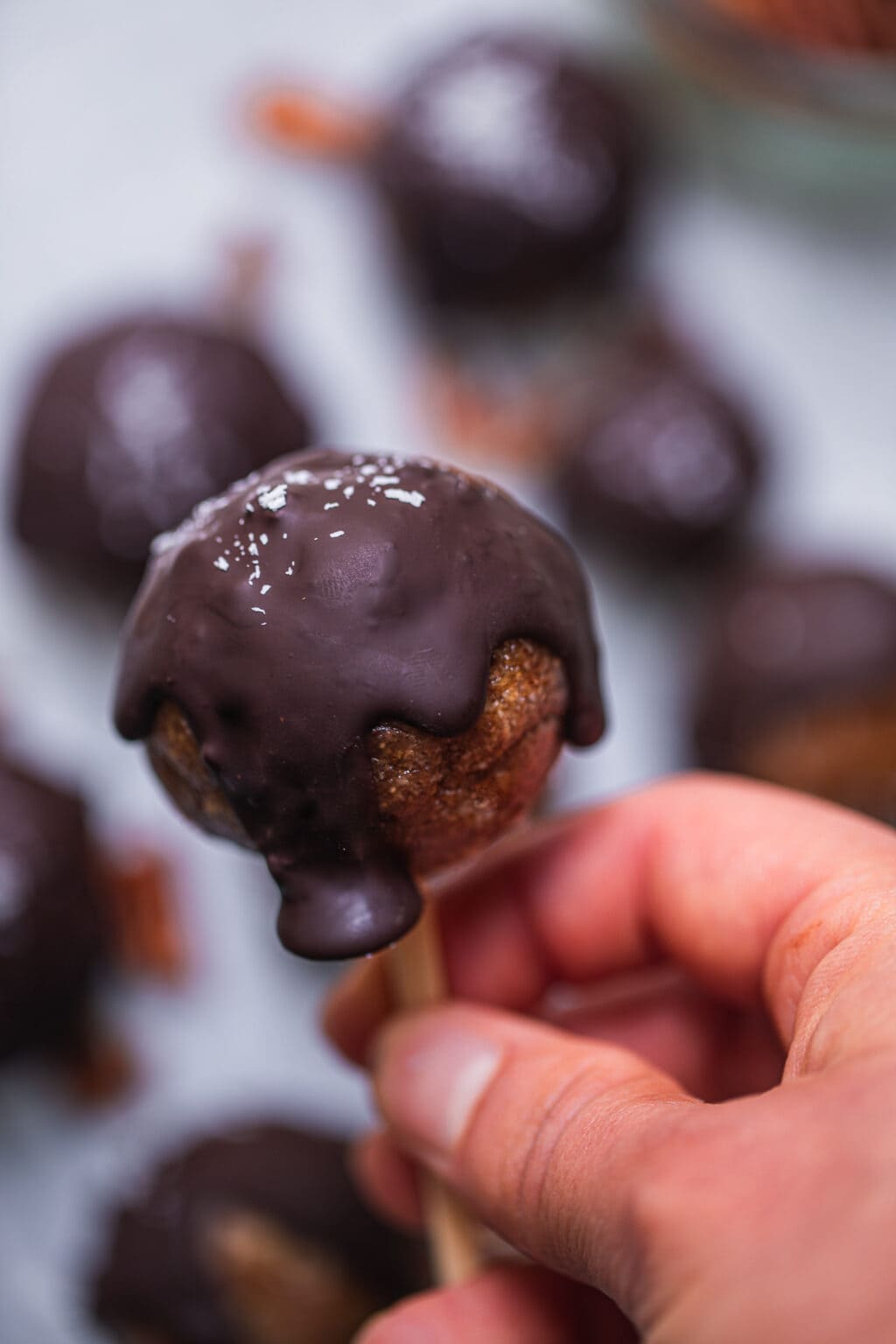 hand holding a vegan cake pop