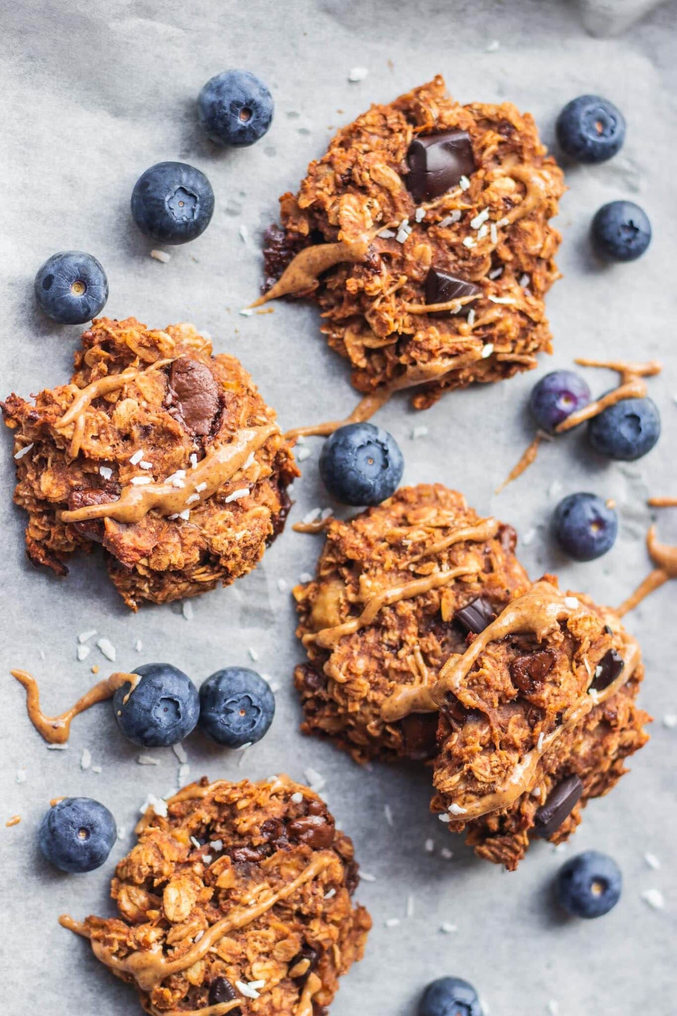 banana oatmeal cookies with blueberries