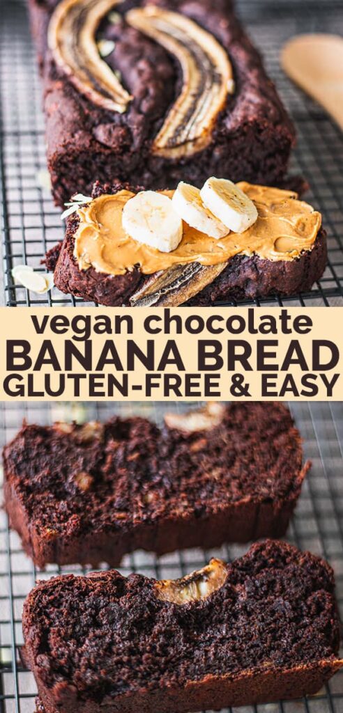 vegan chocolate banana bread with plenty of chocolate chunks
