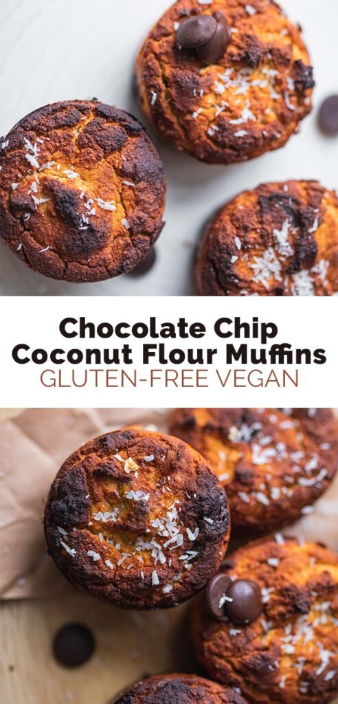 vegan chocolate chip coconut flour muffins