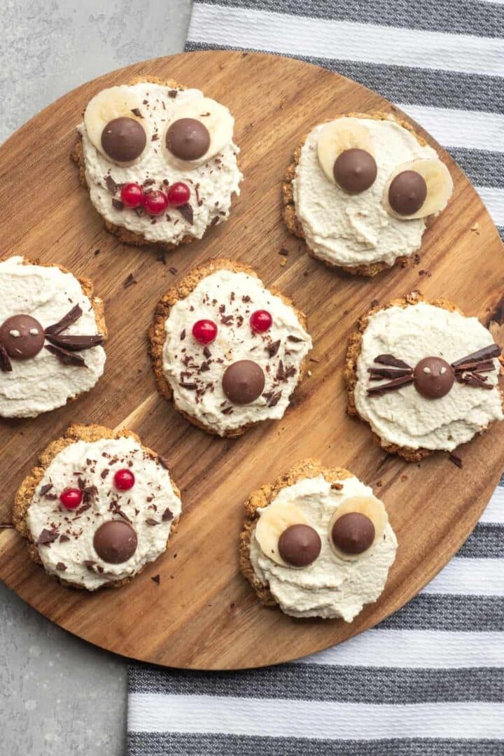 vegan Halloween cookies on a cutting board