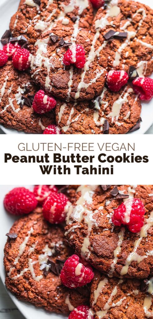 vegan peanut butter cookies with tahini