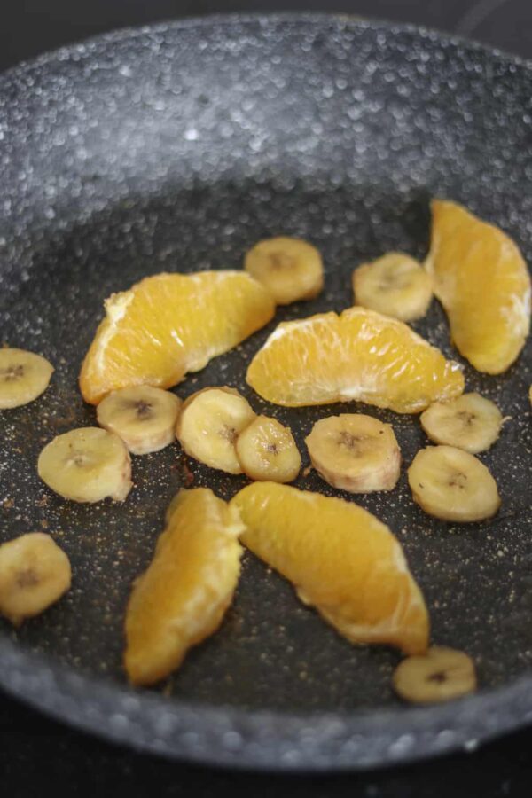 caramelized fruit in a pan