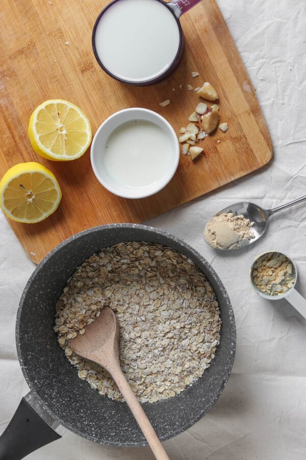 preparing vegan oatmeal
