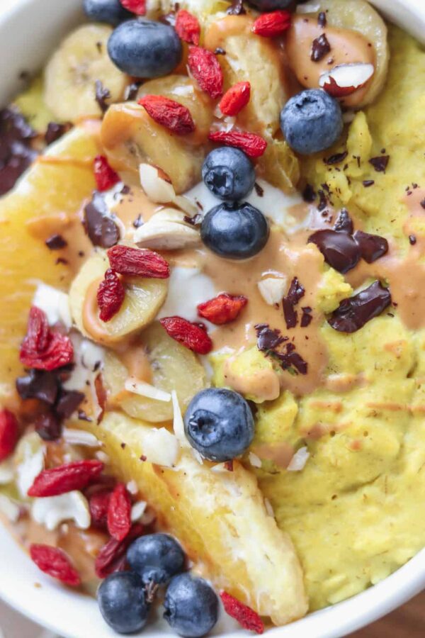 close up of oatmeal in a bowl