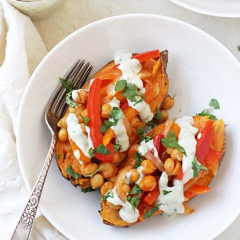Image for Buffalo Chickpea Stuffed Sweet Potatoes