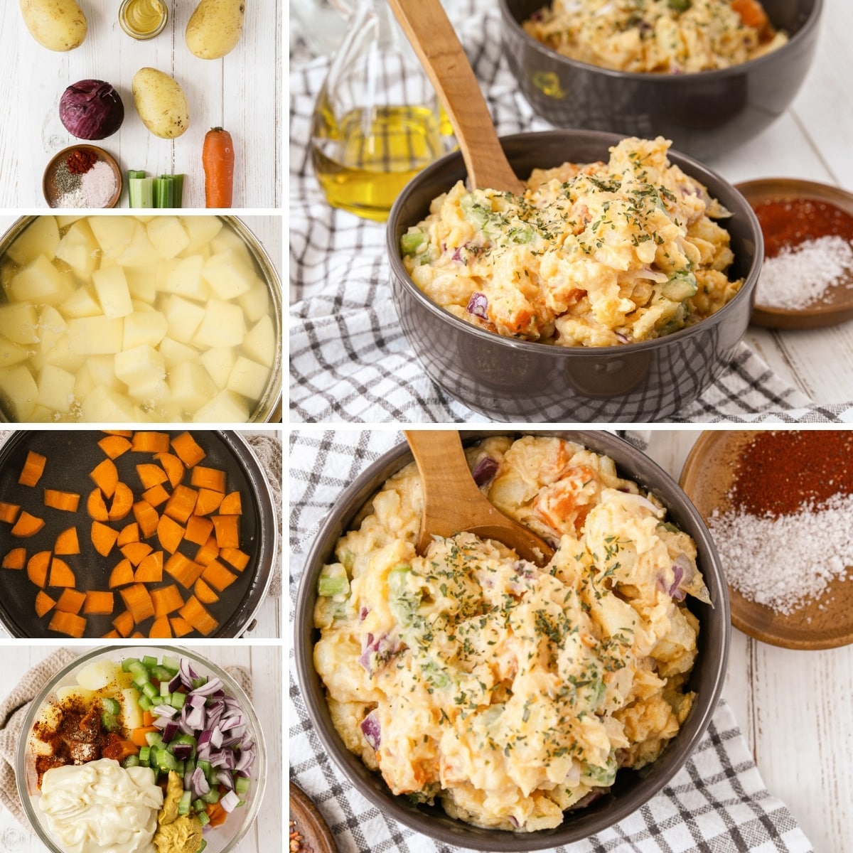 how to make vegan potato salad collage