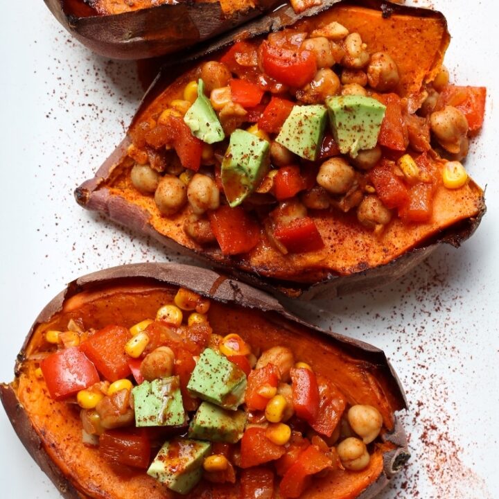Image for Baked Sweet Potatoes Stuffed with Chickpea Chili
