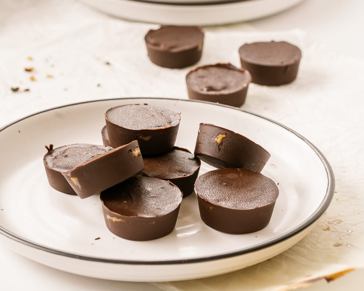 vegan peanut butter cups on a plate