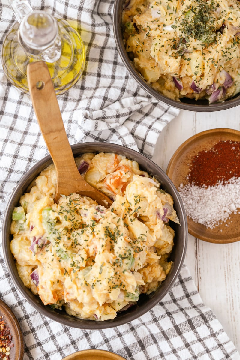 vegan potato salad top view