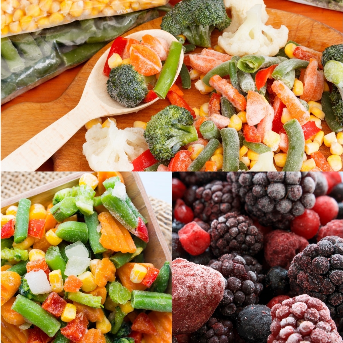 Freezer-Friendly Fruits and Veggies  collage