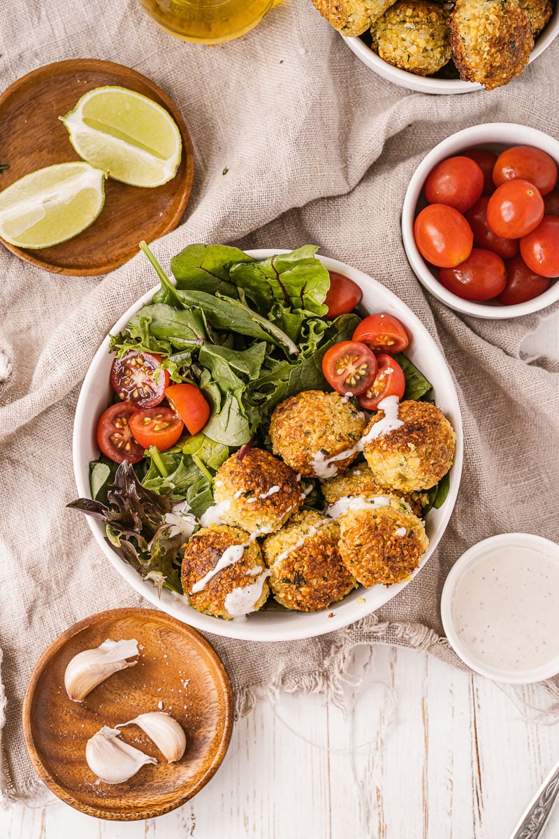 top view homemade falafel