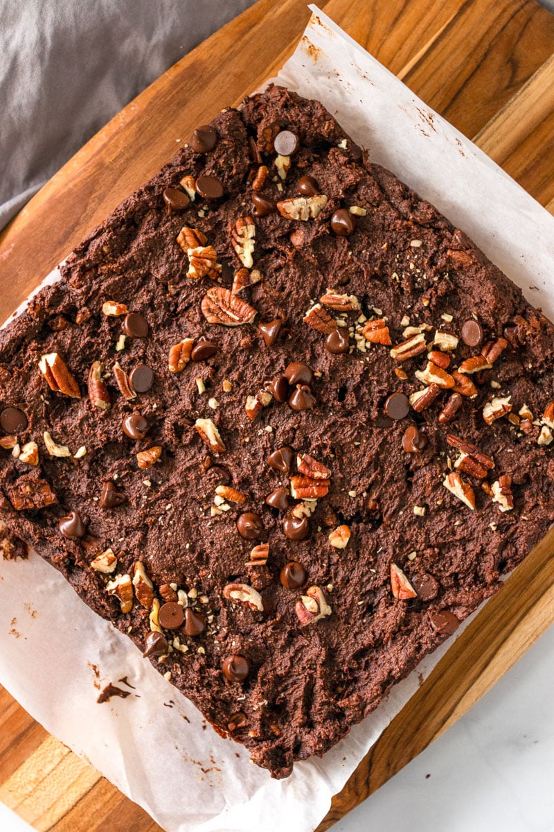 sheet of uncut sweet potato brownies